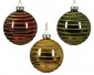 Bauble glass shiny w gold glitter swirl 3col ass