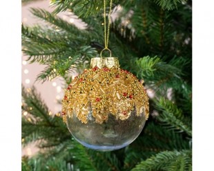  Bauble On Wire Shatterproof Transparant Gold And Red Beads in Kuwait