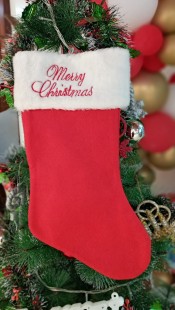 Embroidered Merry Christmas Stocking in Salwa