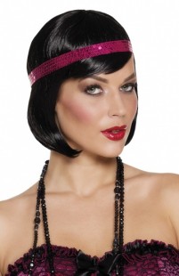  Flapper Black Wig With Headband For Ladies in Kuwait