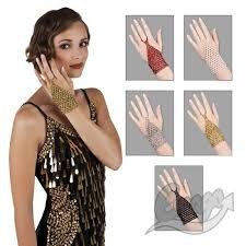  Flapper Woman Metallic Beaded Hand Glove Costumes in Rawda