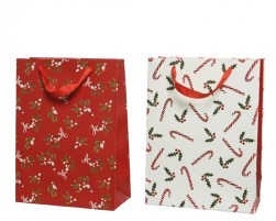 Buy Giftbag Paper Rectangle Glitter Berry Branch-candy Cane With Handle 2ass Fsc 100% in Kuwait