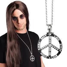 Buy Hippie 60s 70s Peace Sign Metal Necklace in Kuwait