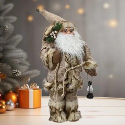 Buy Santa Polyester Plastic Body With Brown Coat L23-w14-h45cm in Kuwait