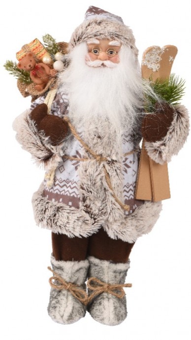 Santa Polyester Santa Fur Boots, Gloves Giftbag W Green Branches