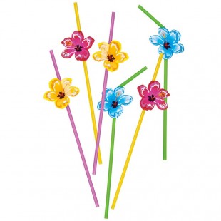  Set 6 Paper Straws Hibiscus 24 Cm Costumes in Salmiya