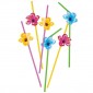 set 6 paper straws hibiscus 24 cm