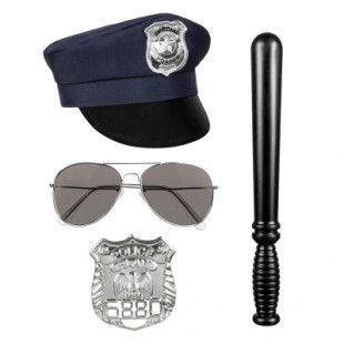  Set Police ( Cap, Glasses, Badge, Baton 33 Cm ) Costumes in Shuwaikh